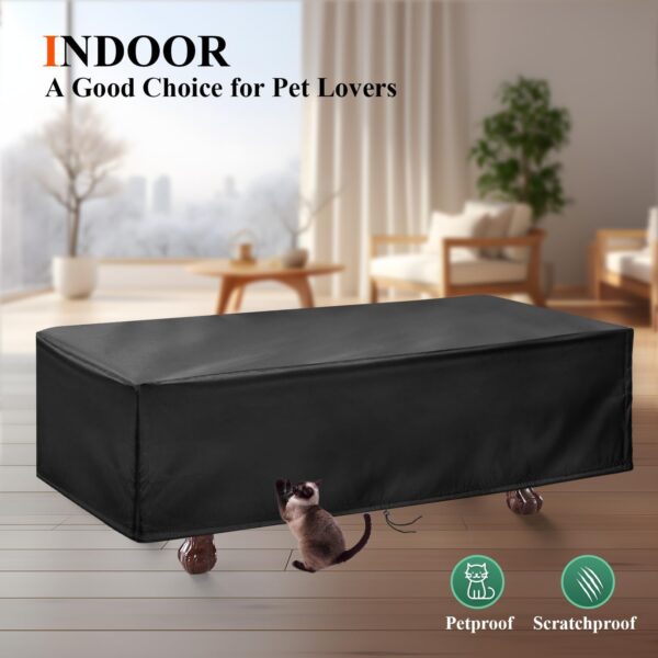 Saking Pool Table Cover Waterproof, 600D Heavy Duty 7 Ft Billiard Table Cover Indoor & Outdoor, Scratch-Resistant Polyester Cloth Cover for Pool Table - Black - Image 5