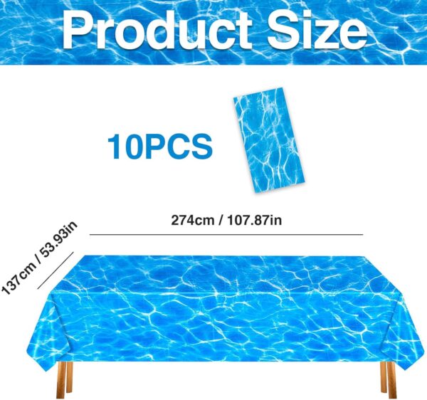 10Pcs Ocean Waves Tablecloth 54 x 108 Inch Ocean Under The Sea Tablecloth,Ocean Party Table Cover Water Print Table Cover Suitable for Party, Beach, Seaside Party Table Cloth - Image 3