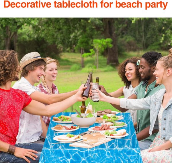 10Pcs Ocean Waves Tablecloth 54 x 108 Inch Ocean Under The Sea Tablecloth,Ocean Party Table Cover Water Print Table Cover Suitable for Party, Beach, Seaside Party Table Cloth - Image 4