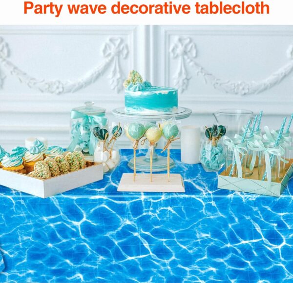 10Pcs Ocean Waves Tablecloth 54 x 108 Inch Ocean Under The Sea Tablecloth,Ocean Party Table Cover Water Print Table Cover Suitable for Party, Beach, Seaside Party Table Cloth - Image 6