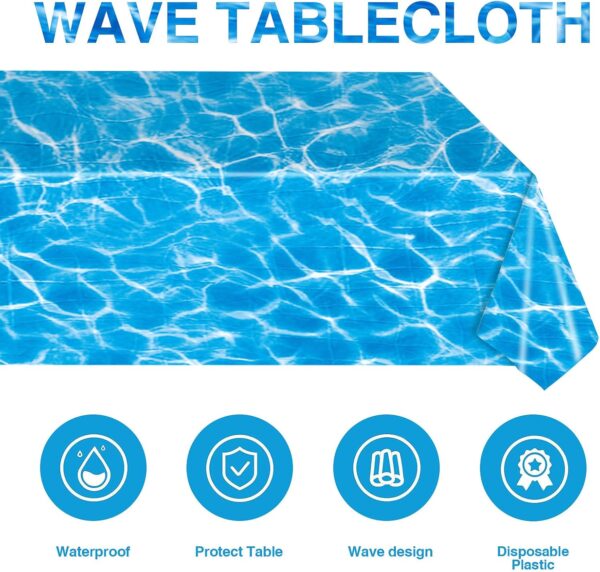 10Pcs Ocean Waves Tablecloth 54 x 108 Inch Ocean Under The Sea Tablecloth,Ocean Party Table Cover Water Print Table Cover Suitable for Party, Beach, Seaside Party Table Cloth - Image 8