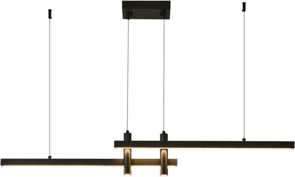 Modern Black Linear Pendant Lights Kitchen Island Lighting Minimalist Led Chandeliers Pool Table Light Dimmable Ceiling Hanging Light Fixture Dining Room with Remote Control (47in) - Image 10