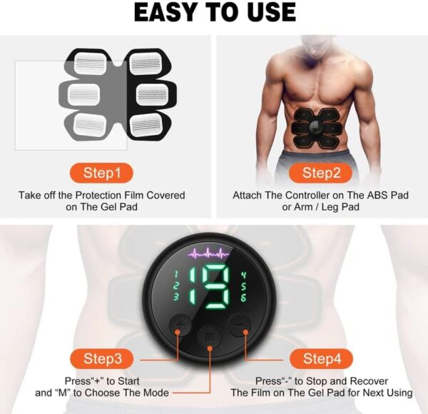 cepignoly Joinpital ABS Stimulator Workout Equipment, Ab Machine USB Rechargeable Gear for Abdomen/Arm/Leg, Strength Training Equipment for Men and Women - Image 5