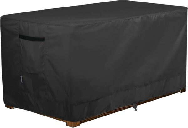 Patio Deck Box Cover Waterproof Outdoor Rectangular Storage Bench Cover 62L x 30W x 26H inch, Black - Image 2