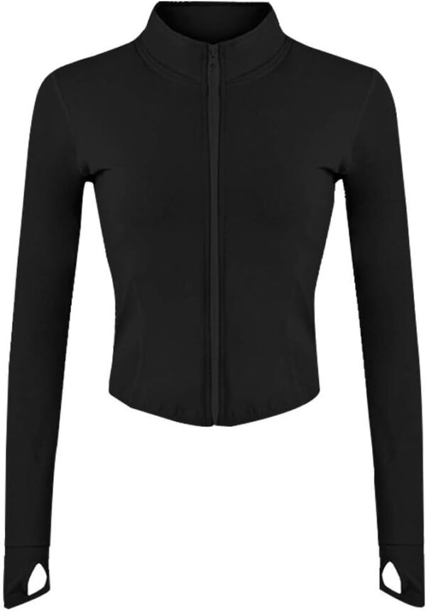 Lviefent Womens Lightweight Full Zip Running Track Jacket Workout Slim Fit Yoga Sportwear with Thumb Holes - Image 2