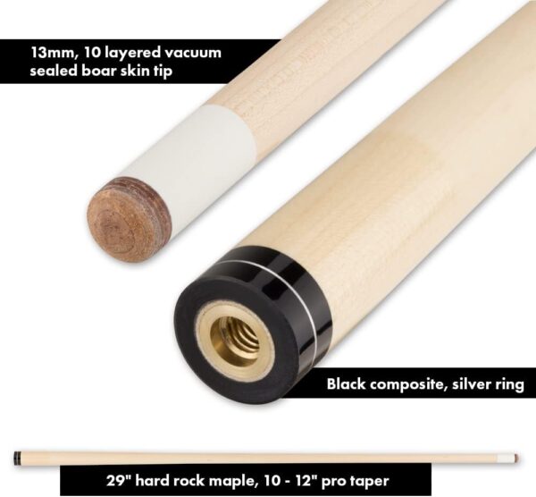 Action ACT131 Exotics Pool Cue in Birds Eye Maple/Black Stained Maple - Image 4