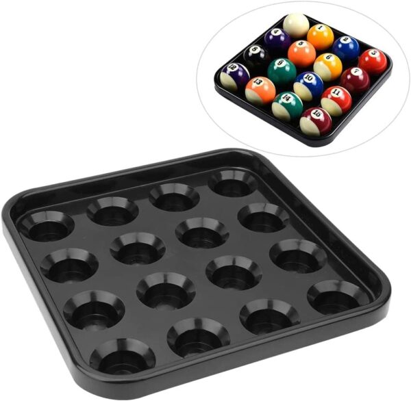 Black Plastic Pool Ball Carrying Tray, Billiard Ball Storage Tray for 16 Balls Full Set Regulation Size Billiard Balls - Image 3