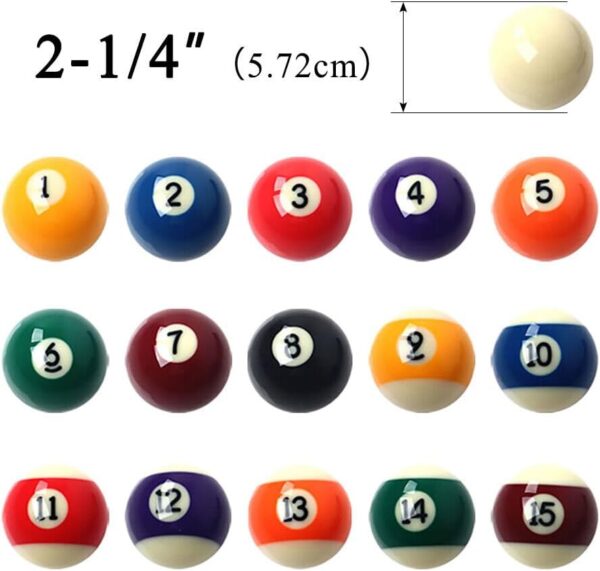 Billiards Pool Ball Set - Regulation Size 2-1/4" Full 16 Pool Ball Set - Image 3