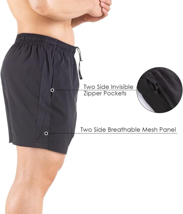 Men's 5" Running Shorts 2 Pack Quick Dry Athletic Workout Gym Shorts with Zipper Pockets - Image 6