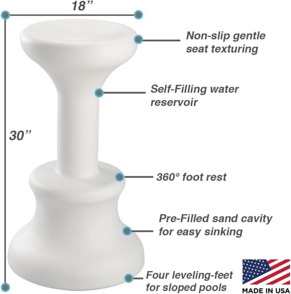 DUNNRITE Products USA Made Pre-Weighted Pool Stools for Underwater Use, Make The Perfect Pool Bar Scene with This 20 Inch Submersible Pool Barstool - Image 4