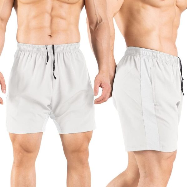 Men's 5" Running Shorts 2 Pack Quick Dry Athletic Workout Gym Shorts with Zipper Pockets - Image 3