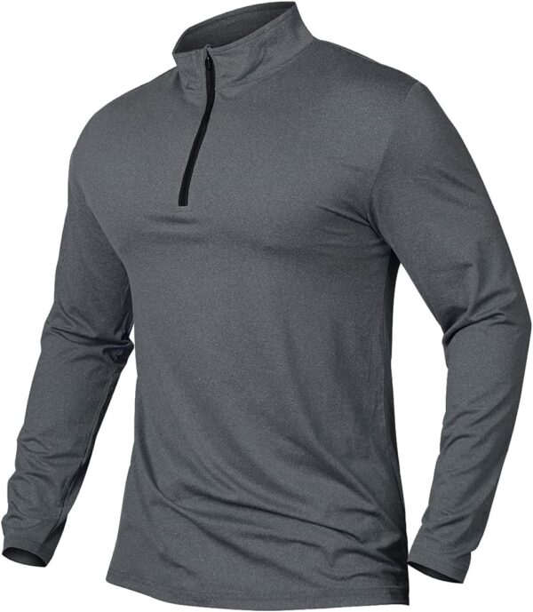 MANSDOUR Men's Quick-Dry Active Sports Shirts Quarter Zip Long Sleeve Running Pullover Tops Outdoor Sweatshirt - Image 3