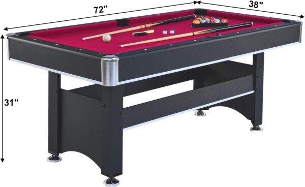 2 in 1 Pool and Table Tennis Multi Game Table, 6-Foot Modern Billiards Table with Conversion Top of Table Tennis Includes Cues, Paddles and Balls - Image 3