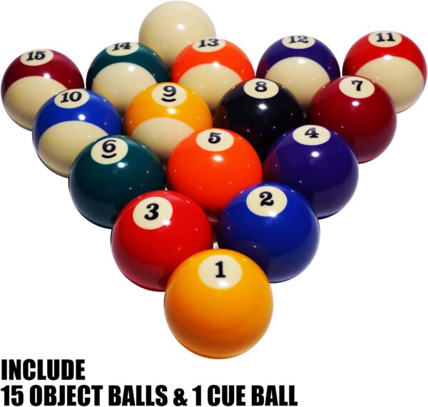 Complete Billiard Ball Set Balls and Case, Deluxe 2-1/4" Regulation Size Billiard Pool Balls, Complete 16 Professional Ball Set with Padded Billiard Pool Ball Travel Case Carrying Case Storage Box - Image 4