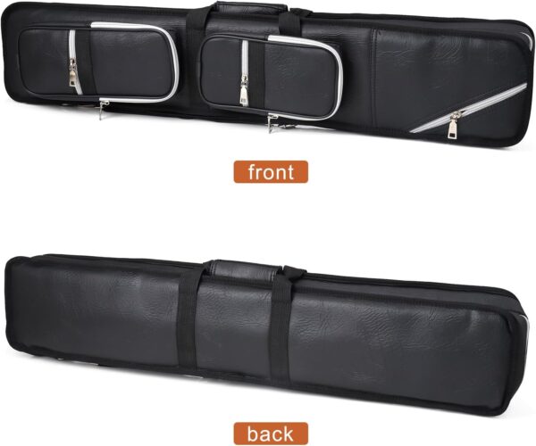 4x8 Pool Cue Case Billiard Stick Carrying Case Leatherette Soft Cue Bag Hold 4 Butt 8 Shaft Black - Image 3