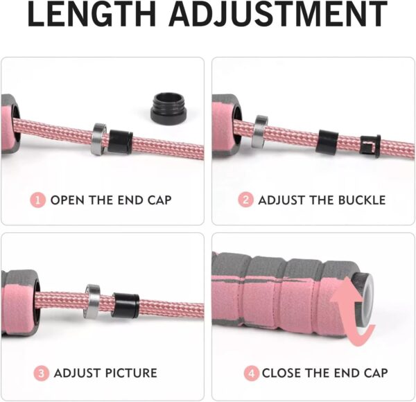 FITMYFAVO Jump Rope Cotton Adjustable Skipping Weighted jumprope for Women，Adult and Children Athletic Fitness Exercise Jumping Rope (Pink) - Image 7