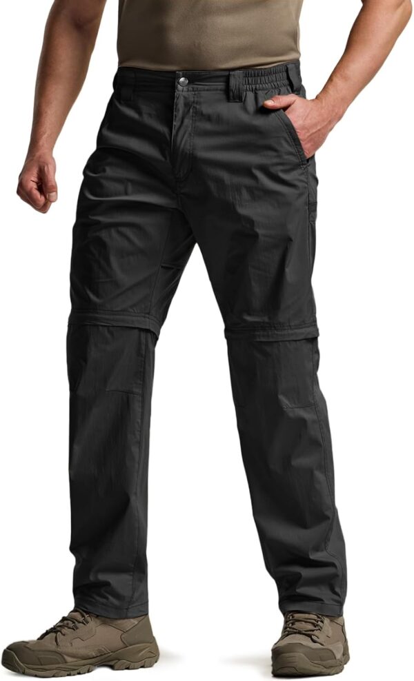 CQR Men's Convertible Cargo Tactical Pants, Water Resistant Outdoor Hiking Pants, Zip Off Lightweight Stretch Work Pants - Image 2