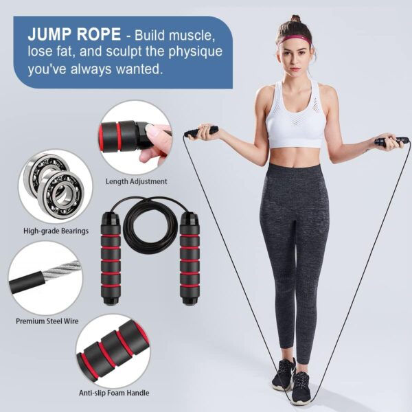 Ab Roller Wheel, 10-In-1 Ab Exercise Wheels Kit with Resistance Bands, Knee Mat, Jump Rope, Push-Up Bar - Home Gym Equipment for Men Women Core Strength & Abdominal Exercise - Image 8