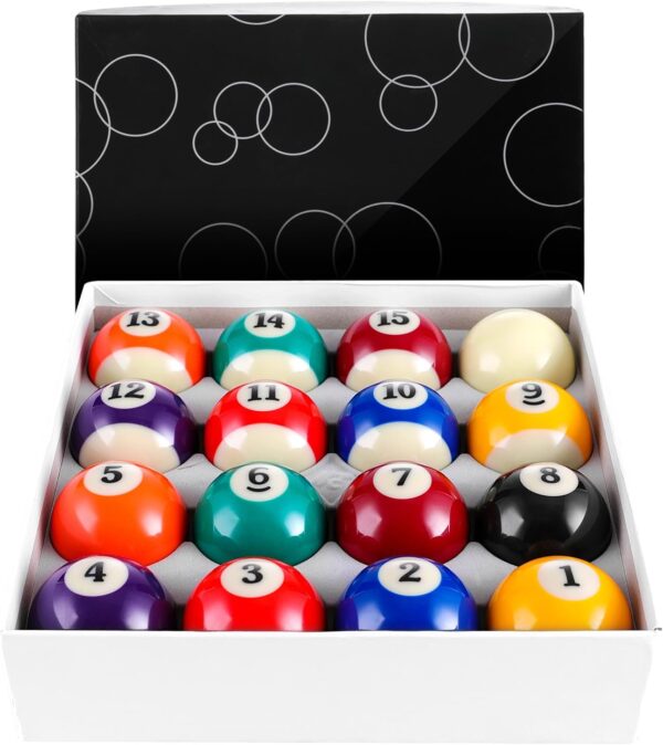 Billiard Balls Set 2-1/4" Regulation Size Pool Table Balls for Replacement (16 Resin Balls) - Image 2