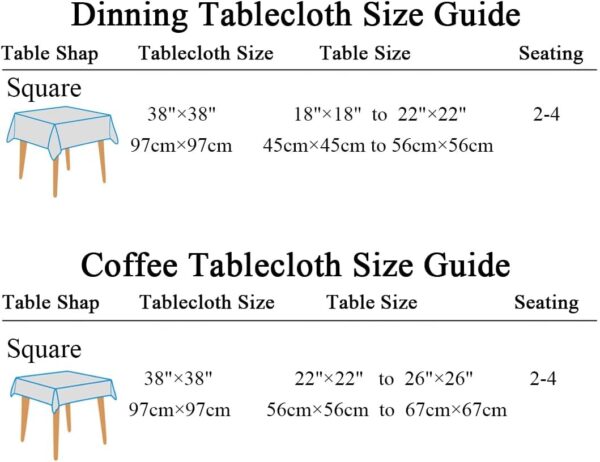 Floral Print Square Tablecloth 38 x 38 Inch Stain Resistant and Waterproof Wine Table Cover for Kitchen Dining Indoor Outdoor Buffet Tabletop Decoration (Gray) - Image 6