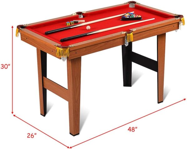 Goplus 48” Pool Table, Wooden Billiards Table w/ 2 Cue Sticks, 16 Balls, 2 Chalks, Triangle, Brush, Compact Pool Game Table for Kids Adults Family Game Room Bar Office - Image 6