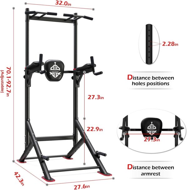 Sportsroyals Power Tower Pull Up Dip Station Assistive Trainer Multi-Function Home Gym Strength Training Fitness Equipment 440LBS - Image 7