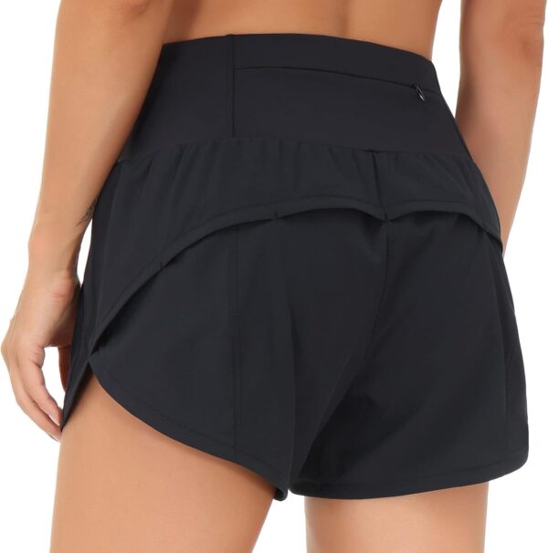 THE GYM PEOPLE Womens High Waisted Running Shorts Quick Dry Athletic Workout Shorts with Mesh Liner Zipper Pockets - Image 2