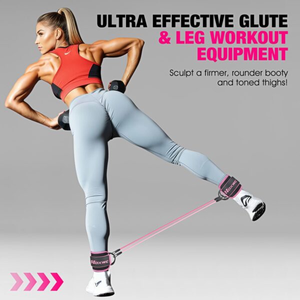 Ankle Resistance Bands with Cuffs, Ankle Bands for Working Out, Ankle Resistance Band for Leg, Booty Workout Equipment for Kickbacks Hip Fitness Training, Exercise Bands for Butt Lift Women - Image 4