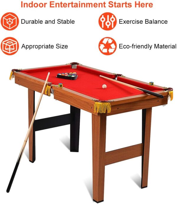 Goplus 48” Pool Table, Wooden Billiards Table w/ 2 Cue Sticks, 16 Balls, 2 Chalks, Triangle, Brush, Compact Pool Game Table for Kids Adults Family Game Room Bar Office - Image 10