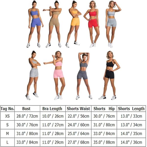 IMEKIS Women's Workout Sets 2 Piece Yoga Outfit High Waisted Biker Shorts Leggings Sports Bra Gym Fitness Clothes Tracksuit - Image 6