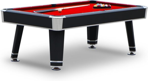 Hathaway Jupiter 7 Ft Heavy Duty Pool Table – Includes Cue Sticks, Billiard Balls, Brush – Modern Look for Family Billiards Games Room – Red Felt with Black Finish - Image 2