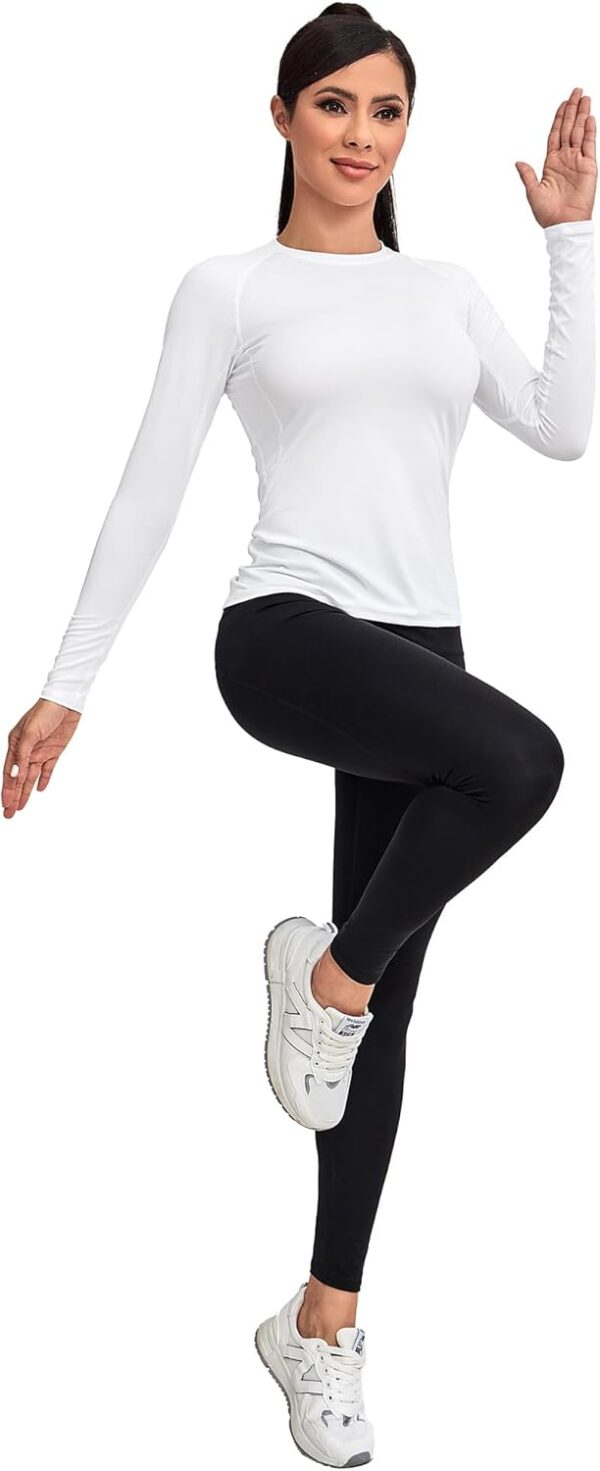 TELALEO 4 Pack Women's Compression Shirt Long Sleeve Performance Workout Baselayer Athletic Top Sports Gear - Image 3