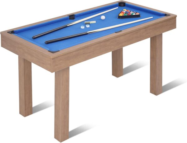 Pool Table, Mini Billiard Game Table w/Balls, Cues, Chalk, Brush and Triangle, Indoor Compact Arcade Game Table for Living Room, Game Room - Image 2