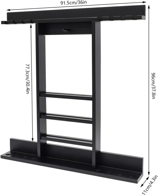 Pool Cue Rack, Wall Mounted Billiard Stick Holder,Holds 8 Cues and Full Set of Balls, Pool Table Accessories Organizer for Billiard Room or Club - Image 8