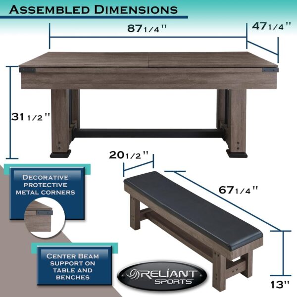 Heavy Duty 7ft Combination Table 3-in-1 Includes Billiards Pool Table, Table Tennis and Dinining Table with Dual Storage Bench Seatings - Image 4