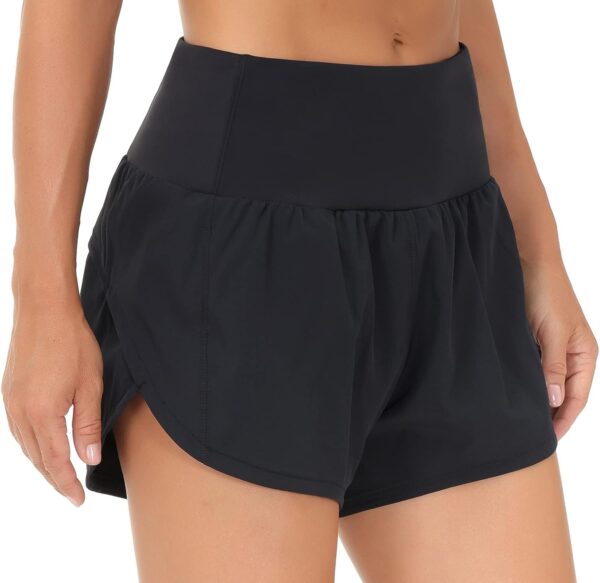 THE GYM PEOPLE Womens High Waisted Running Shorts Quick Dry Athletic Workout Shorts with Mesh Liner Zipper Pockets - Image 3