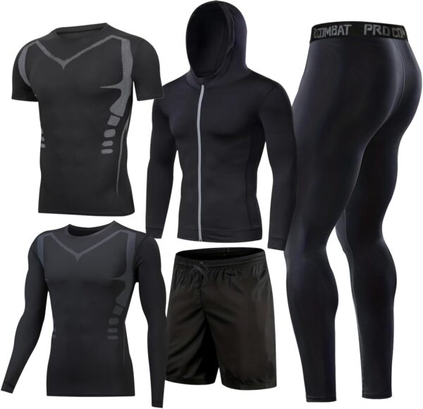 BOOMCOOL 5PCS Gym Clothes for Men Workout Sets - Image 2