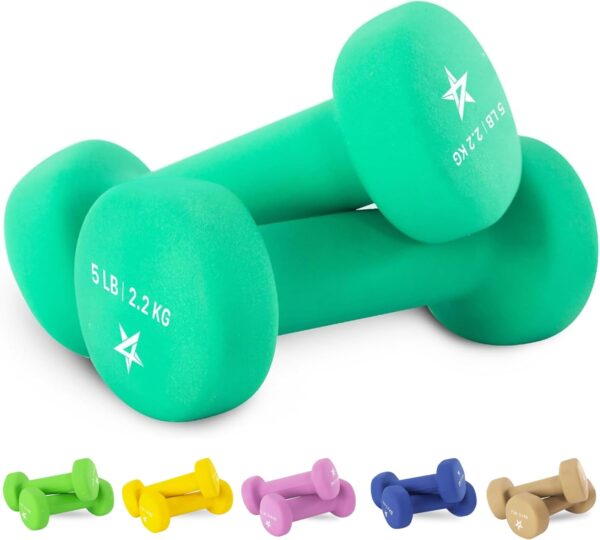 Yes4All Neoprene Coated Dumbbell Hand Weight Sets of 2 - Multiple Weight Options with 15 Colors, Anti-roll, Anti-Slip, Hexagon Shape - Image 2