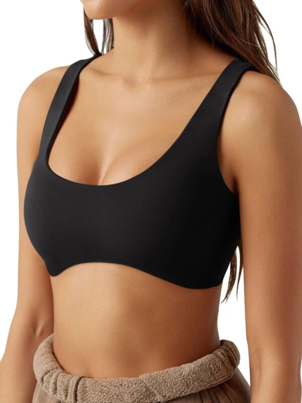 LASLULU Sexy Sports Bras for Women Scoop Neck Sleeveless Padded Bra Workout Yoga Crop Top - Image 3