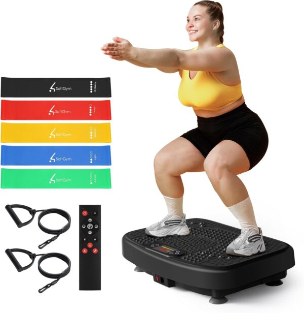 Vibration Plate Exercise Machine for Lymphatic Drainage Weight Loss,SoftGym Power Vibration Plate 300-400 Lbs Capacity Full Whole Body Workout Vibration Platform,Waver Vibration Plate for Home Fitness - Image 2