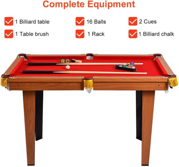 Goplus 48” Pool Table, Wooden Billiards Table w/ 2 Cue Sticks, 16 Balls, 2 Chalks, Triangle, Brush, Compact Pool Game Table for Kids Adults Family Game Room Bar Office - Image 7