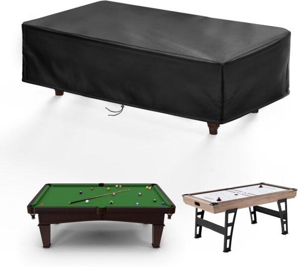 Saking Pool Table Cover Waterproof, 600D Heavy Duty 7 Ft Billiard Table Cover Indoor & Outdoor, Scratch-Resistant Polyester Cloth Cover for Pool Table - Black - Image 2