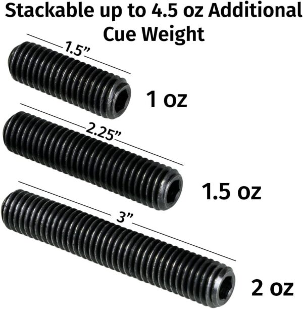 Viking Valhalla Pool Cue Weight Bolts 3 Pack, Includes 1 oz, 1.5 oz and 2 oz Weight Bolt Set for Pool Cue Stick, Pool Stick Weights, Pool Cue Accessories - Image 3