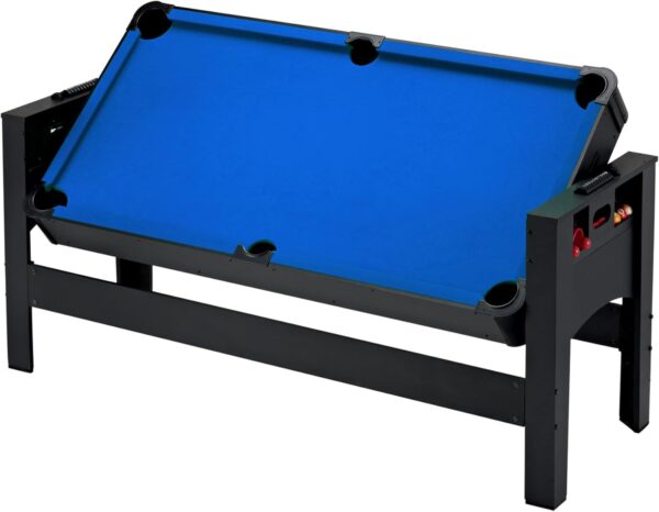 Fat Cat Original 6-Foot Easy Flip 3-in-1 Combination Multi-Game Table (Air Hockey, Billiards and Table Tennis), Blue Pool Playfield - Image 9