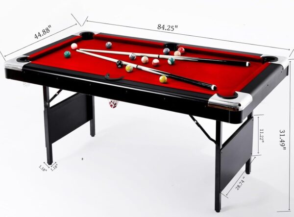 6 or 7 Ft Billiards Table, Portable Pool Table with Easy Folding for Storage, Pool Tables for Full Size with Billiard Complete Set of Accessories for Family Game Room, Basements or Garage - Image 3