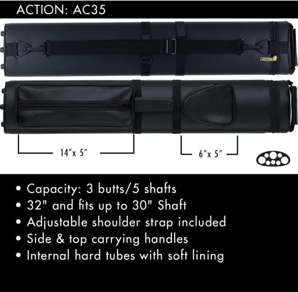 Action Vinyl Pool Cue Case (3 Butt and 5 Shaft) - Image 4