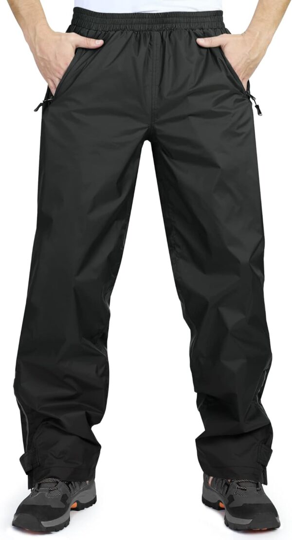 33,000ft Men's Rain Pants, Waterproof Rain Over Pants, Windproof Outdoor Pants for Hiking, Fishing - Image 2