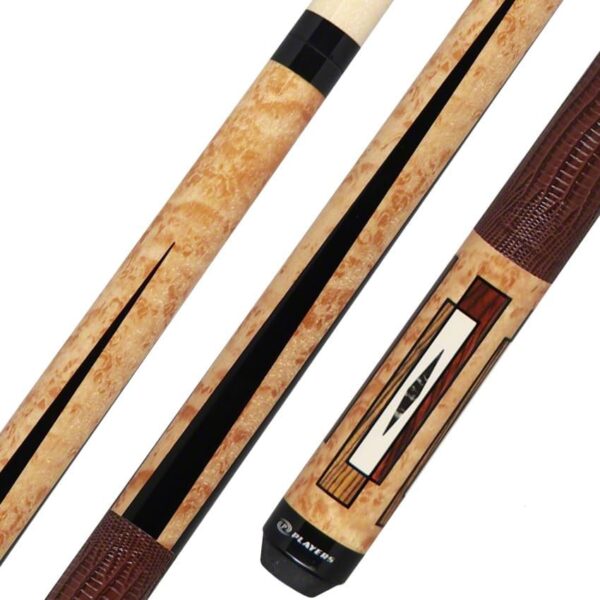 Players E2340 Two Piece Antique Maple/Leather Wrap Billiards Pool Cue Stick - Image 2