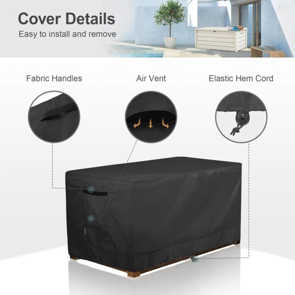 Patio Deck Box Cover Waterproof Outdoor Rectangular Storage Bench Cover 62L x 30W x 26H inch, Black - Image 5