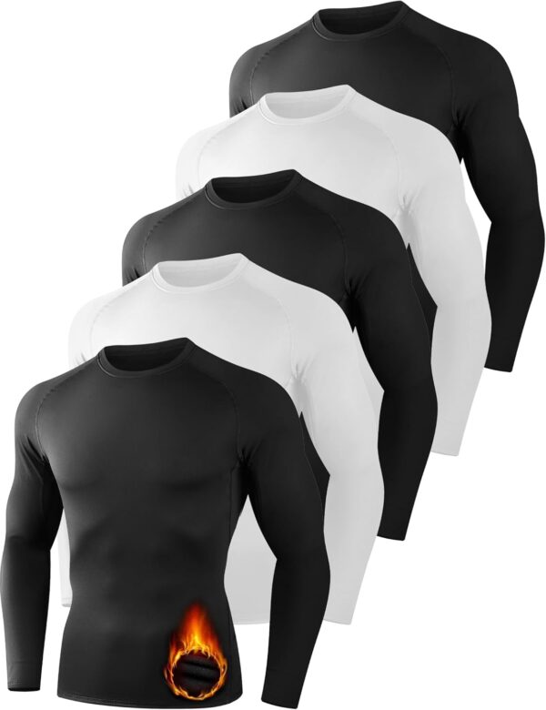 4/5 Pack Thermal Compression Shirts for Men Long Sleeve Running Gear Undershirt Base Layer for Winter Cold Weather - Image 2